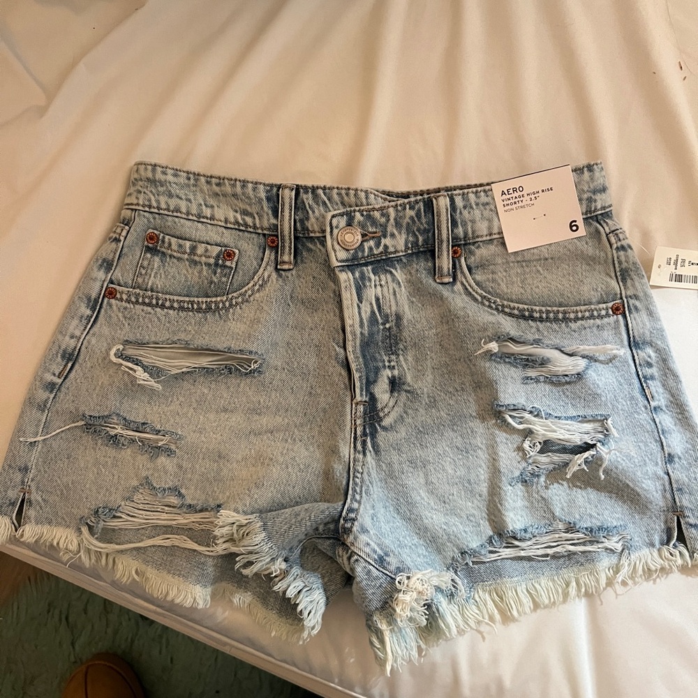 Aeropostale Light Blue Distressed Denim Cutoff Shorts